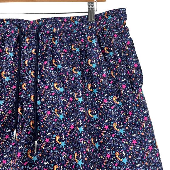 Jared Lang Swim Trunks Mens XXL 5" Purple Cosmic Star Print Pockets Spacecore - Picture 2 of 6